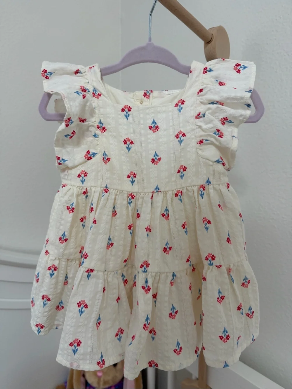 Cream Floral Ruffle Infant Dress